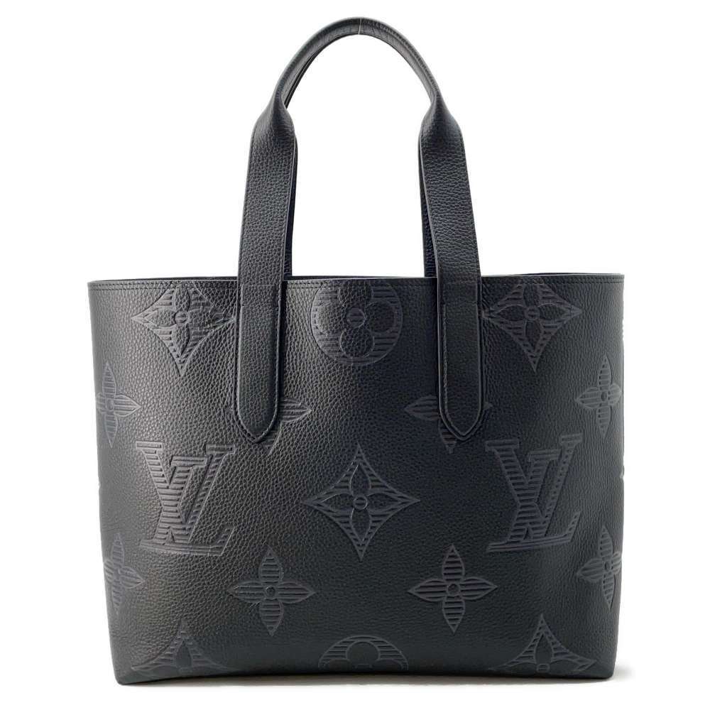 Louis Vuitton Tote Bag Taurillon Shadow Black Leather Cabas Voyage NV Black